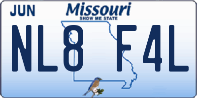 MO license plate NL8F4L