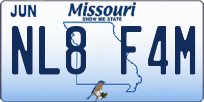 MO license plate NL8F4M