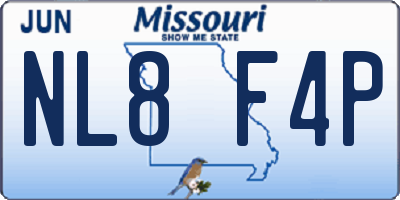 MO license plate NL8F4P
