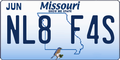 MO license plate NL8F4S