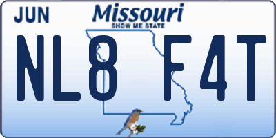 MO license plate NL8F4T