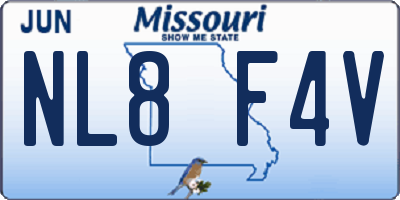 MO license plate NL8F4V