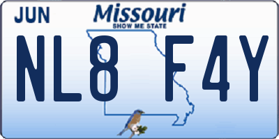 MO license plate NL8F4Y