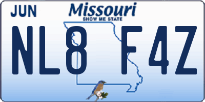 MO license plate NL8F4Z