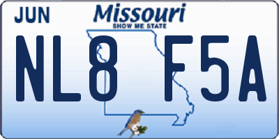 MO license plate NL8F5A