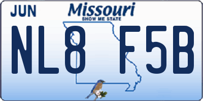 MO license plate NL8F5B