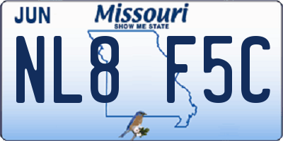 MO license plate NL8F5C