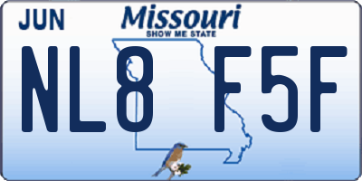 MO license plate NL8F5F