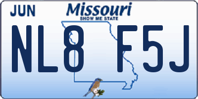 MO license plate NL8F5J