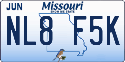 MO license plate NL8F5K