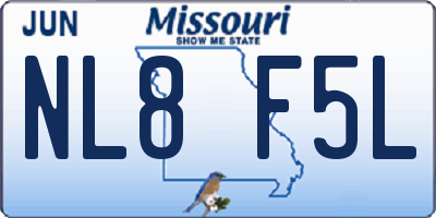MO license plate NL8F5L