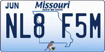 MO license plate NL8F5M