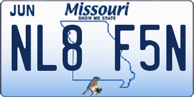 MO license plate NL8F5N