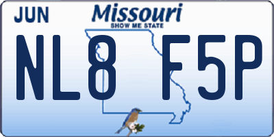 MO license plate NL8F5P