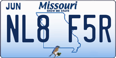 MO license plate NL8F5R
