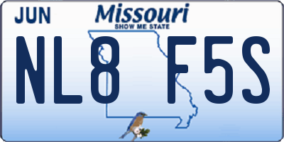MO license plate NL8F5S