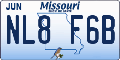 MO license plate NL8F6B