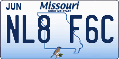 MO license plate NL8F6C