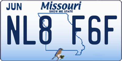 MO license plate NL8F6F