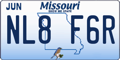 MO license plate NL8F6R
