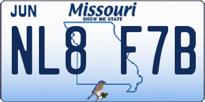 MO license plate NL8F7B