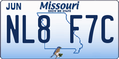 MO license plate NL8F7C
