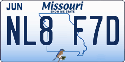 MO license plate NL8F7D