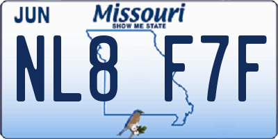 MO license plate NL8F7F