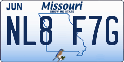 MO license plate NL8F7G