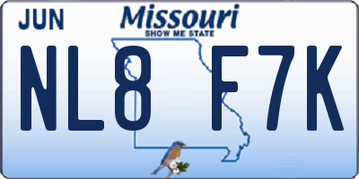 MO license plate NL8F7K