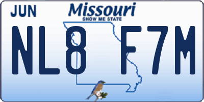 MO license plate NL8F7M