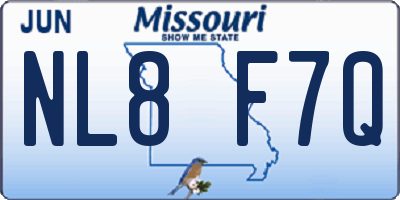 MO license plate NL8F7Q
