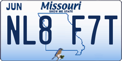 MO license plate NL8F7T