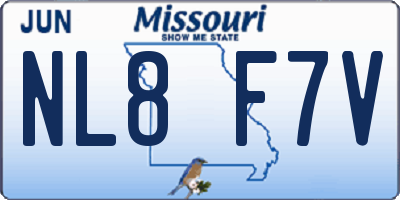 MO license plate NL8F7V