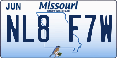 MO license plate NL8F7W