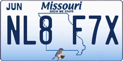 MO license plate NL8F7X