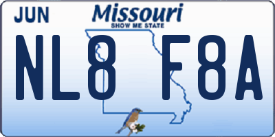 MO license plate NL8F8A