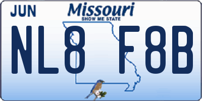 MO license plate NL8F8B