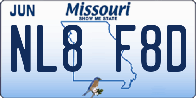MO license plate NL8F8D