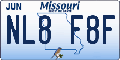 MO license plate NL8F8F