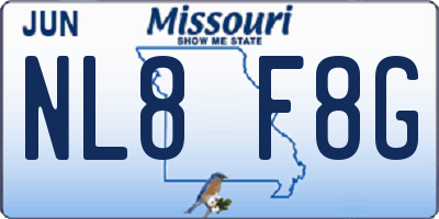 MO license plate NL8F8G