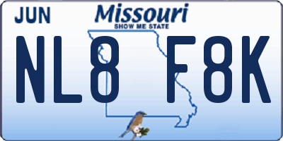 MO license plate NL8F8K