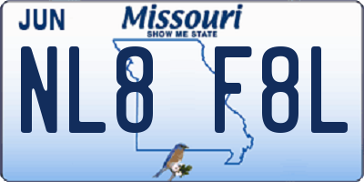 MO license plate NL8F8L