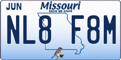 MO license plate NL8F8M