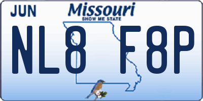 MO license plate NL8F8P