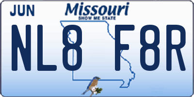 MO license plate NL8F8R