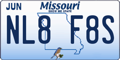 MO license plate NL8F8S