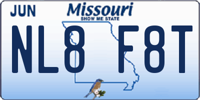 MO license plate NL8F8T