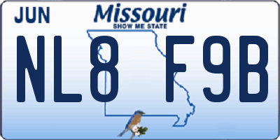 MO license plate NL8F9B