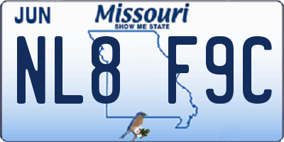 MO license plate NL8F9C